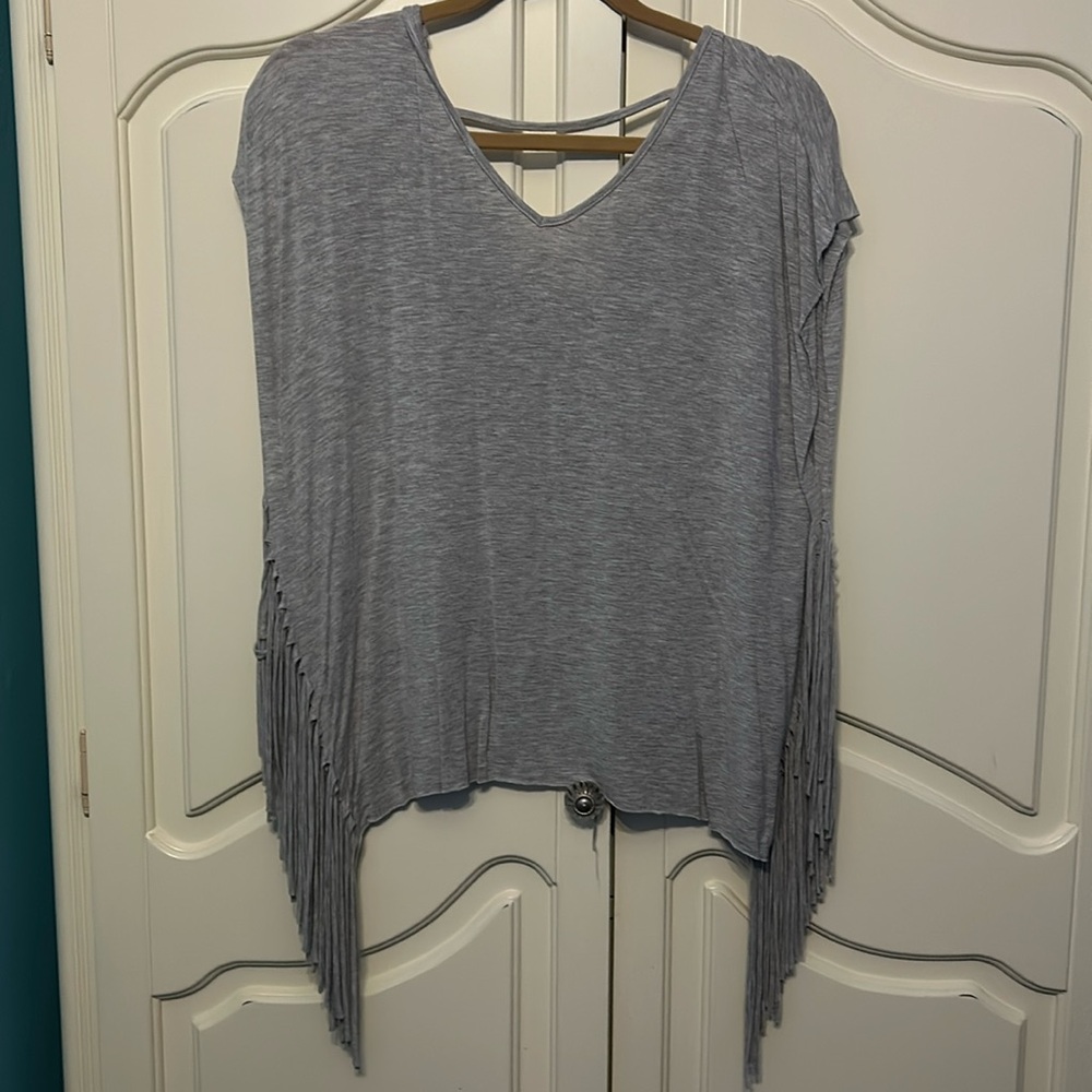 Gray Fringe Tank Top Women’s Size Small